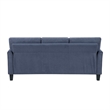 Xumo Sofa- Blue Fabric- 79 Inch- Black Tapered Wood Legs