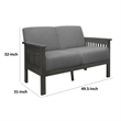 Wiston 50 Inch Loveseat- Gray Polyester- Dark Gray Solid Rubberwood