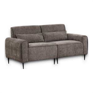 Tiu 74 Inch Sofa with 2 Lumbar Pillows- Gray Chenille- Metal- Solid Wood