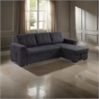 Oby 95 Inch Reversible Sleeper Sectional Sofa- Storage Chaise- USB- Black