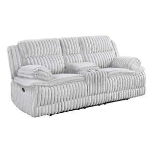Rexy Manual Recliner Loveseat w Console- Light Gray Corduroy- 85 Inch