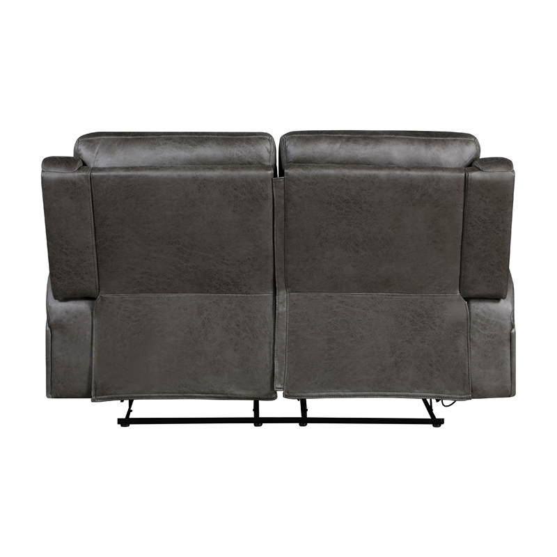 Patsy Manual Recliner Loveseat- Gray Polished Microfiber- 62 Inch