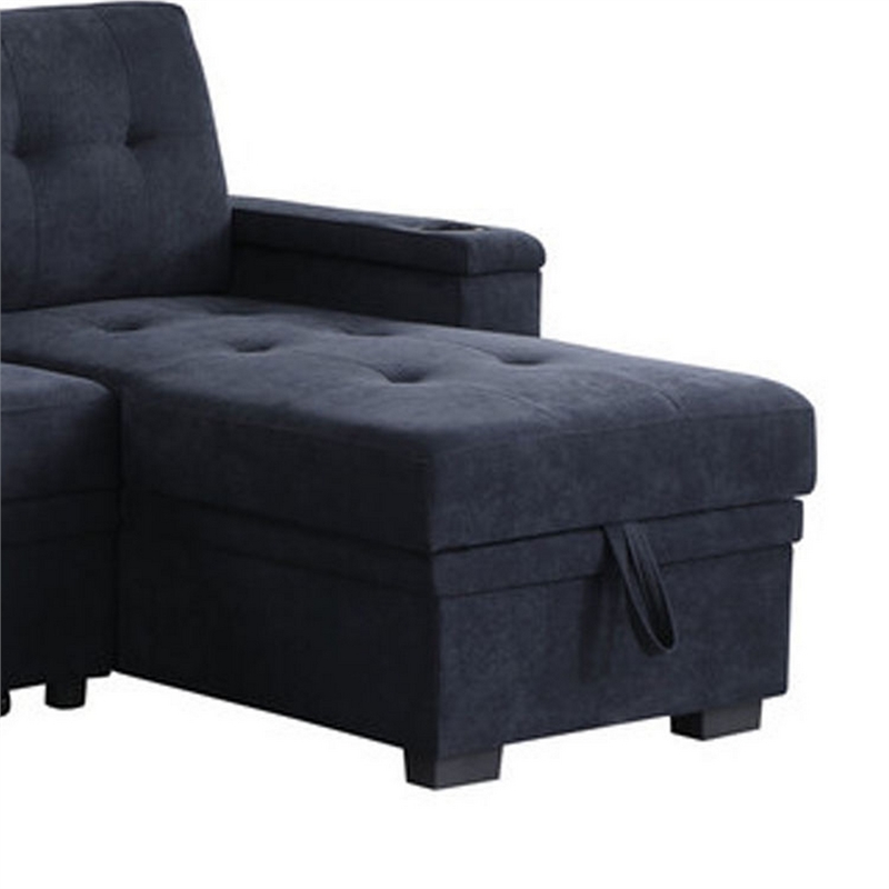 Lna 84 Inch Sectional Sofa- Pull Out Bed- Storage Chaise- USB- Dark Gray