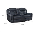 Louise 76 Inch Dual Manual Recliner Loveseat- Cupholder- Blue Faux Leather