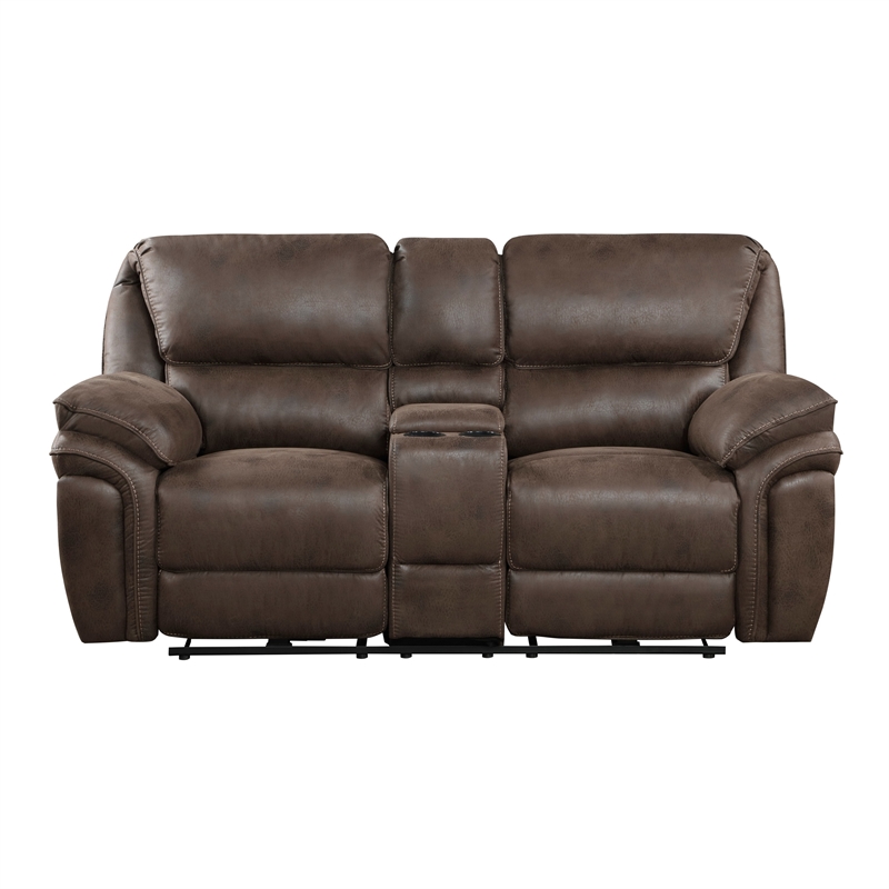 Tony 80 Inch Power Double Recliner Loveseat- Console Cupholders- USB- Brown