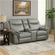 Max 80 Inch Dual Manual Recliner Loveseat- Cupholders- Gray Faux Leather