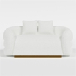 Novy Loveseat with 2 Accent Pillows- White Sherpa- Gold- 71 Inch