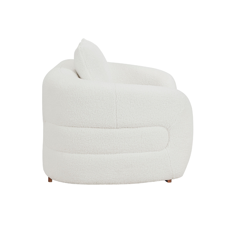 Novy Loveseat with 2 Accent Pillows- White Sherpa- Gold- 71 Inch