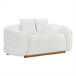 Novy Loveseat with 2 Accent Pillows- White Sherpa- Gold- 71 Inch