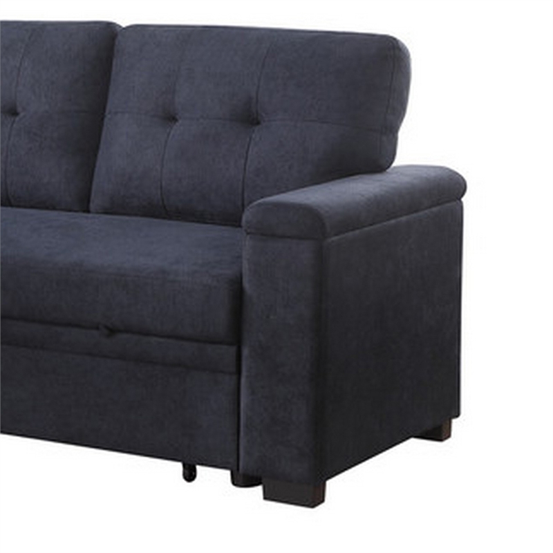 Lusy 85 Inch Reversible Sleeper Sectional Sofa- Storage Chaise- Dark Gray