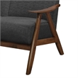 Indy 51 Inch Loveseat- Brown Rubberwood Angled Frame- Textured Gray Fabric