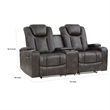 Mia 72 Inch Power Double Recliner Loveseat- Gray Faux Leather- LED- USB