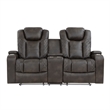 Mia 72 Inch Power Double Recliner Loveseat- Gray Faux Leather- LED- USB