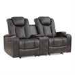 Mia 72 Inch Power Double Recliner Loveseat- Gray Faux Leather- LED- USB