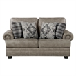 Jade 72 Inch Loveseat- Taupe Brown Microfiber- 4 Pillows- Cushioned- Wood
