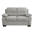 Hugh 58 Inch Loveseat- Gray Polyester- Soft Foam Cushioned- Solid Wood