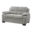 Hugh 58 Inch Loveseat- Gray Polyester- Soft Foam Cushioned- Solid Wood
