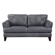 Lisa 71 Inch Loveseat- Gray Top Grain and Split Leather Brown Solid Wood