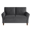 Sarah 57 Inch Loveseat- Gray Velvet- Stitch Tufting- Reversible Cushions