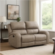 Patsy 62 Inch Manual Double Recliner Loveseat- Tufted Brown Microfiber