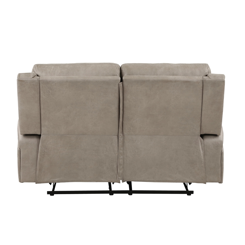 Patsy 62 Inch Manual Double Recliner Loveseat- Tufted Brown Microfiber