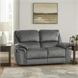 Muir 65 Inch Manual Recliner Loveseat- Tufted Gray Microfiber- Solid Wood