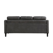 Orry 77 Inch Sofa- Button Tufted Back- Gray Microfiber- Black Solid Wood