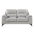 Mica 67 Inch Loveseat- Light Gray Top Grain and Faux Leather- Metal Legs