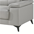 Mica 67 Inch Loveseat- Light Gray Top Grain and Faux Leather- Metal Legs