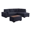Eri 100 Inch Sectional Sofa- Right Chaise- Ottoman- Pillows- Dark Gray