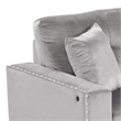 Renza 74 Inch Reversible Sectional Sofa w Chaise- LED USB- Gray Velvet