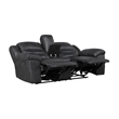 Henry Manual Double Reclining Loveseat w Console- Black Microfiber