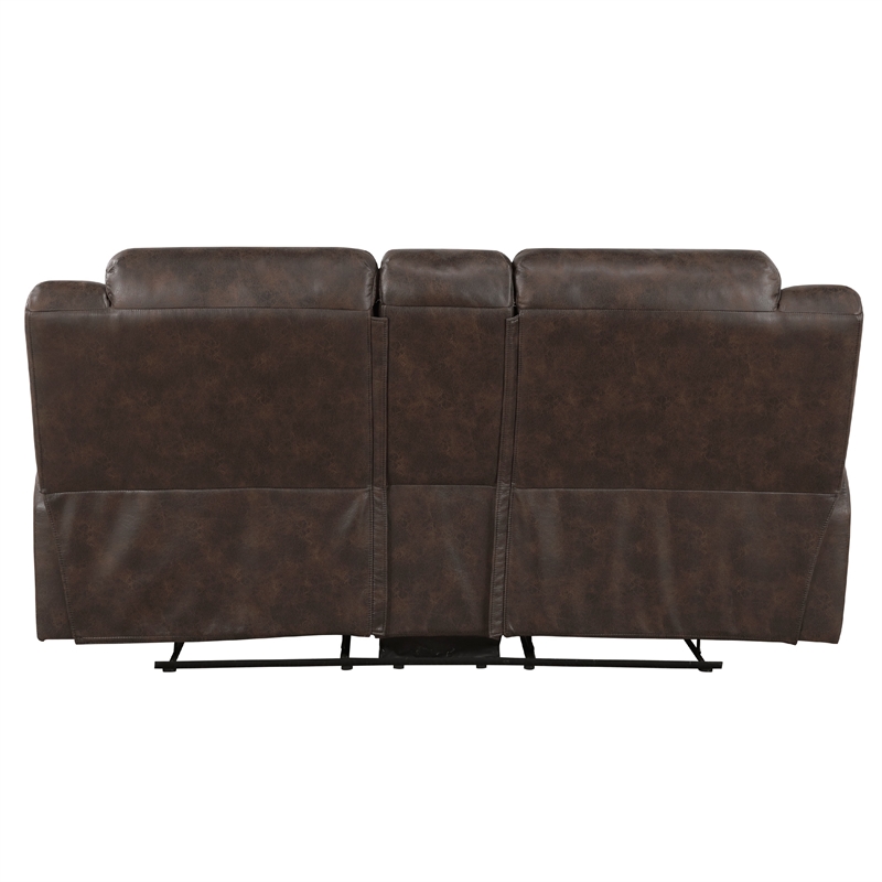Henry Manual Double Reclining Loveseat- Console- Dark Brown Microfiber