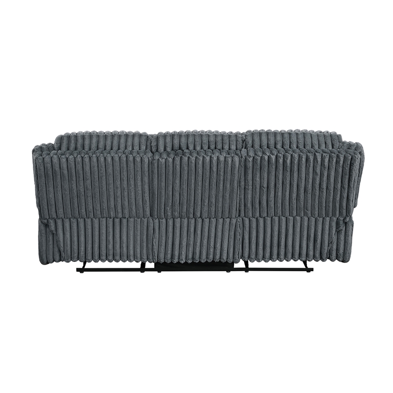Rexy Manual Double Reclining Sofa- Textured Dark Gray Corduroy 95 Inch