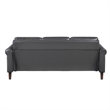 Lo Sofa w Rolled Arms- Midcentury Dark Gray Faux Leather 79 Inch