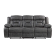 Mady Manual Reclining Sofa- Pillow Tufted- Dark Gray Polyester 85 Inch