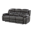 Mady Manual Reclining Sofa- Pillow Tufted- Dark Gray Polyester 85 Inch