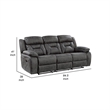 Mady Manual Reclining Sofa- Pillow Tufted- Dark Gray Polyester 85 Inch
