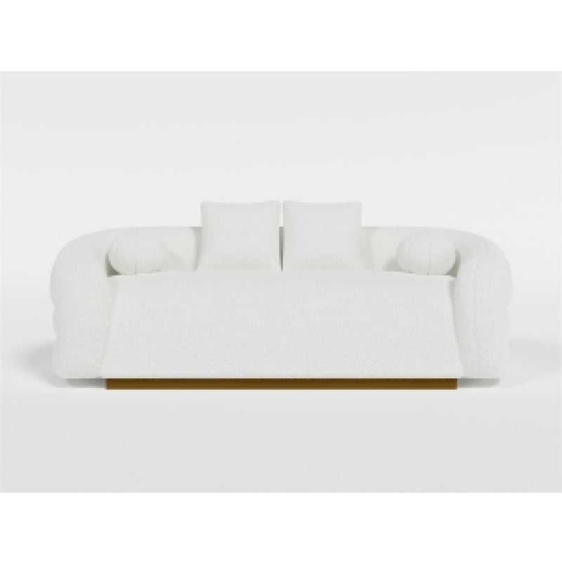 Novy Sofa- 4 Accent Pillows- White Sherpa- Gold- 93 Inch