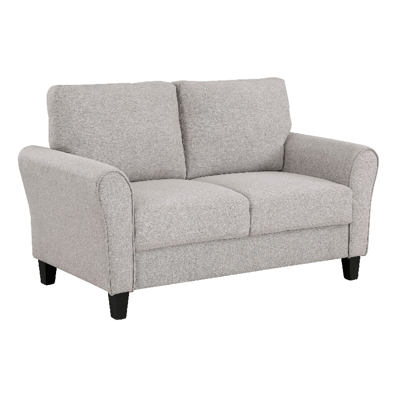 Leroi Loveseat- 58 Inch- Gray Fabric and Round Flared Armrests