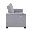 Convertible Sofa- Gray Tufted Velvet Back- USB Charging Ports- 84 Inch