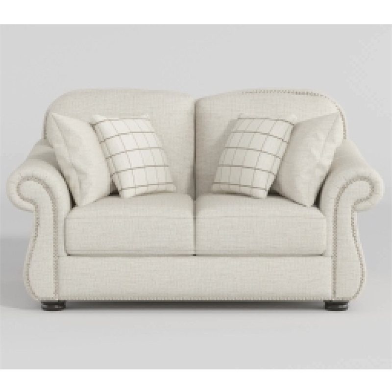 Boro Loveseat with 4 Accent Pillows- 64 Inch- Beige Fabric