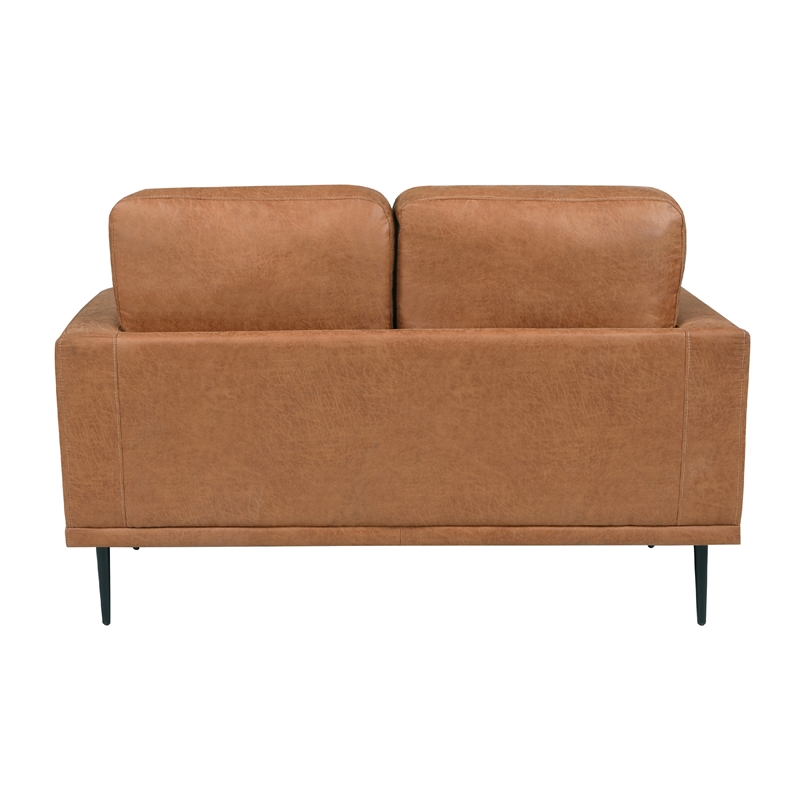 Coxi Loveseat with 2 Bolster Pillows- Soft Brown Microfiber- 58 Inch