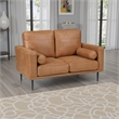 Coxi Loveseat with 2 Bolster Pillows- Soft Brown Microfiber- 58 Inch