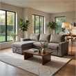 Nami Sleeper Sectional with Storage Chaise- Brown Flannel- 91 Inch