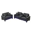 Iris Sofa and Loveseat Set- LED- USB- Cupholders- Black Faux Leather