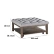 Bori Coffee Table Ottoman- 39 Inch Button Tufted Gray- Brown Wood