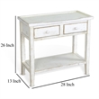 Rena Side End Table- 2 Drawers 1 Shelf- 28 Inch Rustic White Mahogany