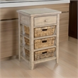 Rena End Table- 3 Natural Rattan Storage Baskets- 20 Inch Brown Wood