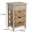 Rena End Table- 3 Natural Rattan Storage Baskets- 20 Inch Brown Wood